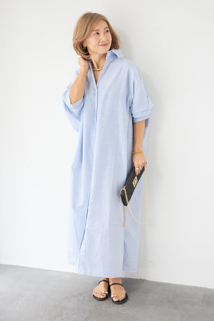 ドルマンスリーブ ロングシャツワンピース