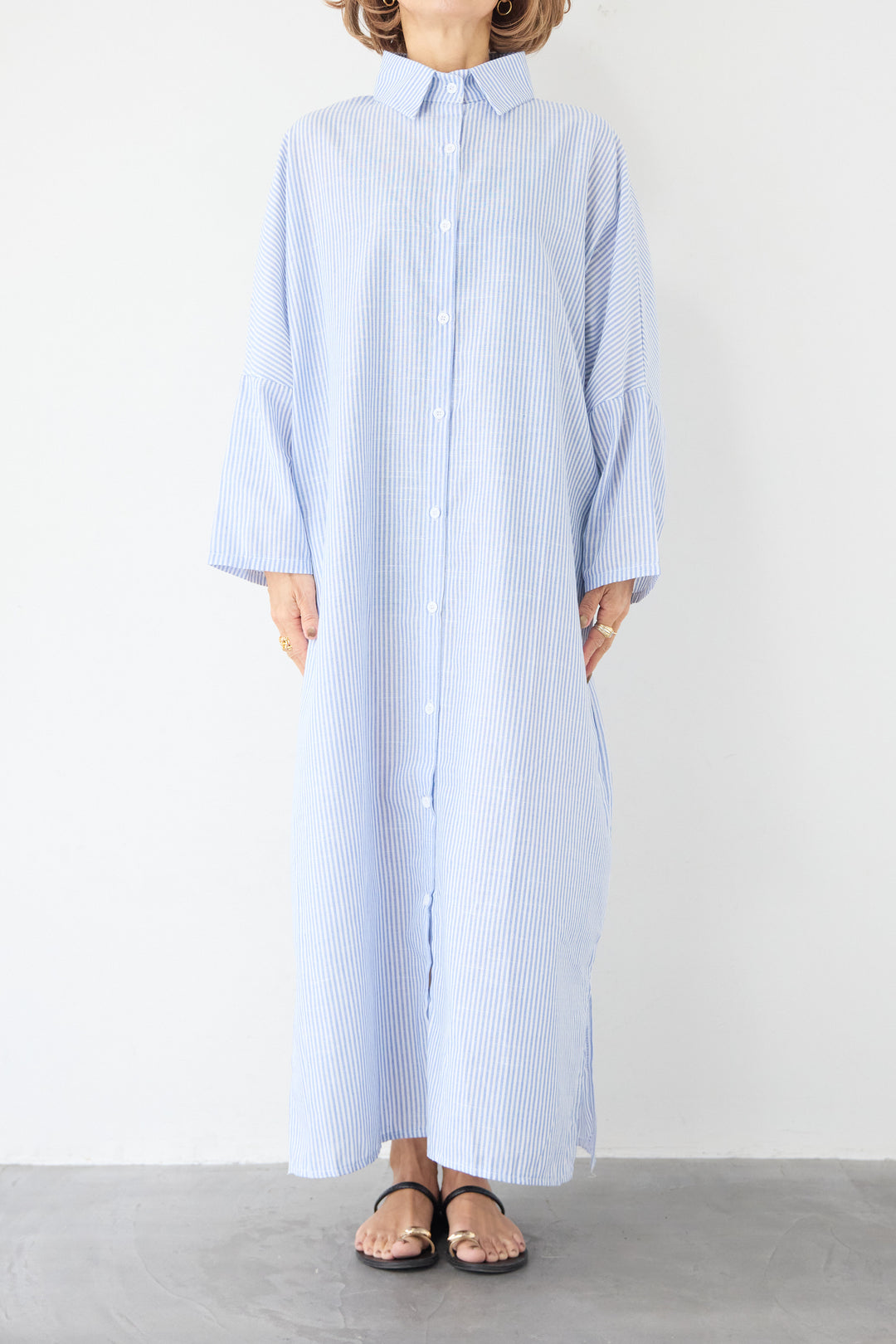 ドルマンスリーブ ロングシャツワンピース