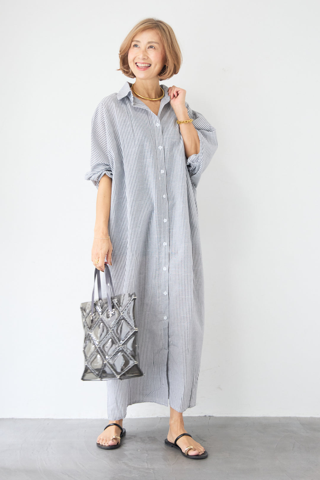 ドルマンスリーブ ロングシャツワンピース