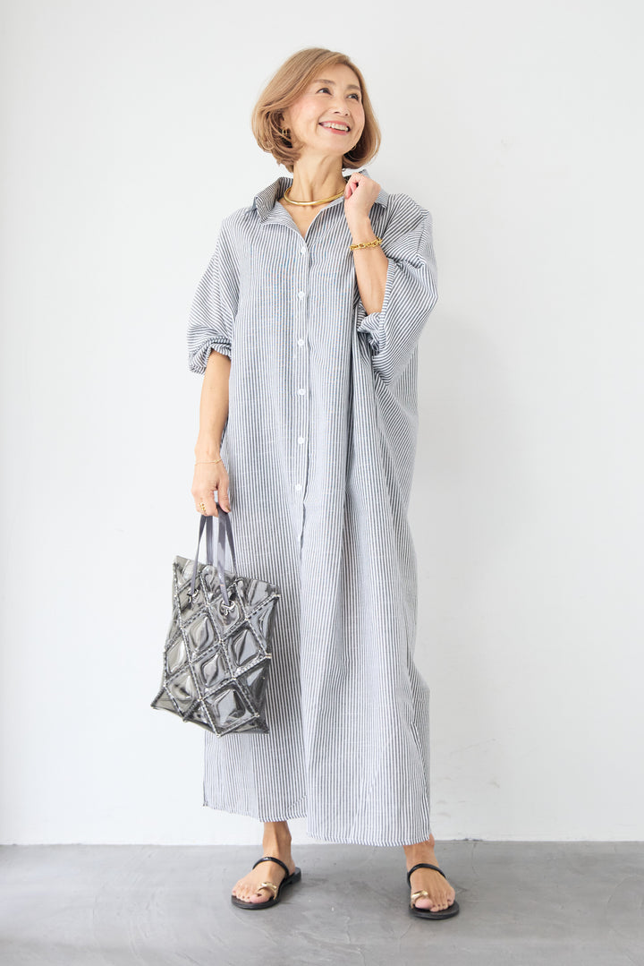 ドルマンスリーブ ロングシャツワンピース