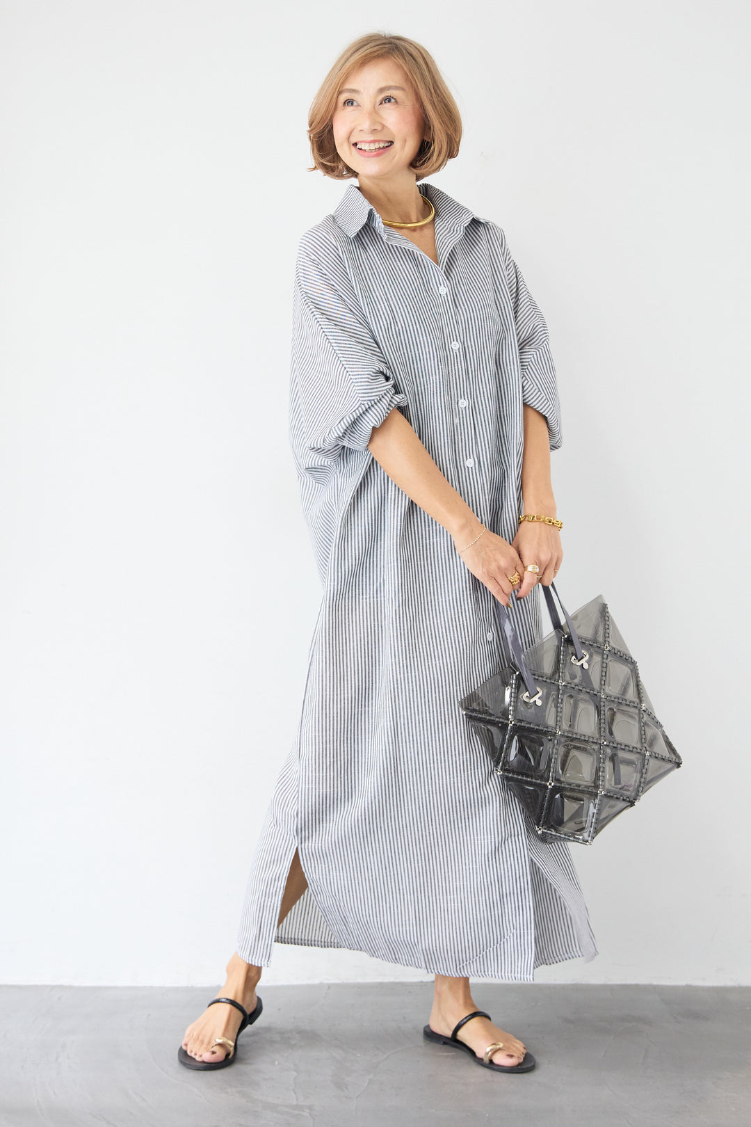 ドルマンスリーブ ロングシャツワンピース