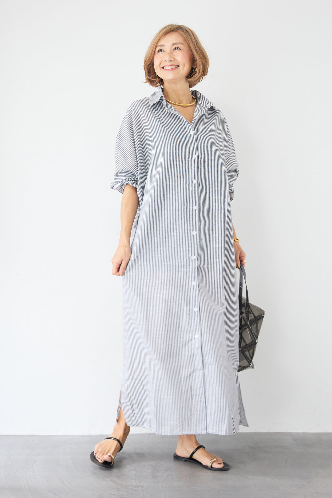 ドルマンスリーブ ロングシャツワンピース