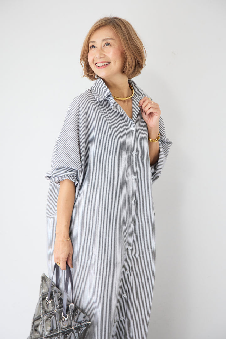 ドルマンスリーブ ロングシャツワンピース