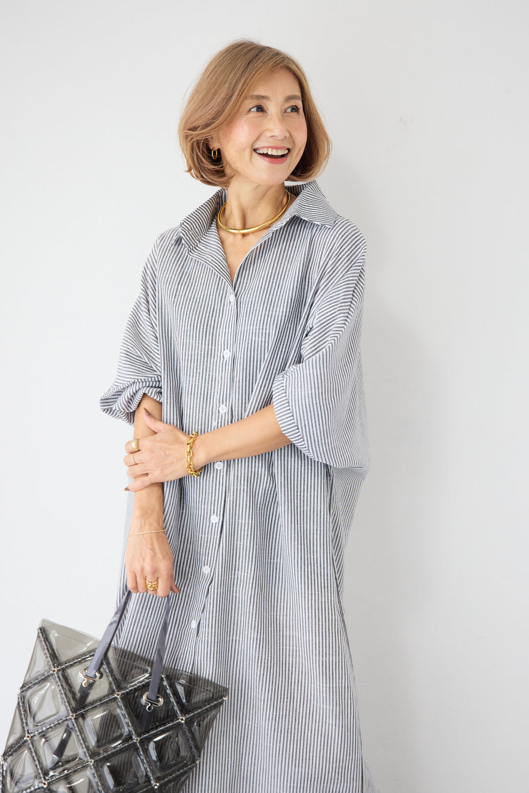 ドルマンスリーブ ロングシャツワンピース