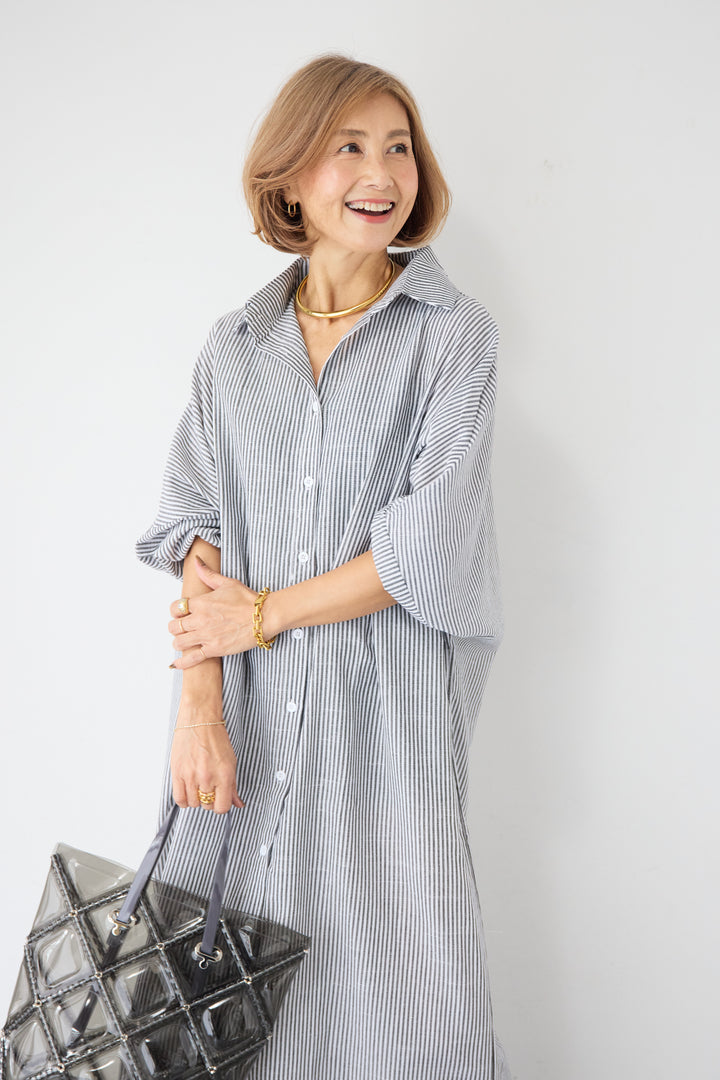 ドルマンスリーブ ロングシャツワンピース