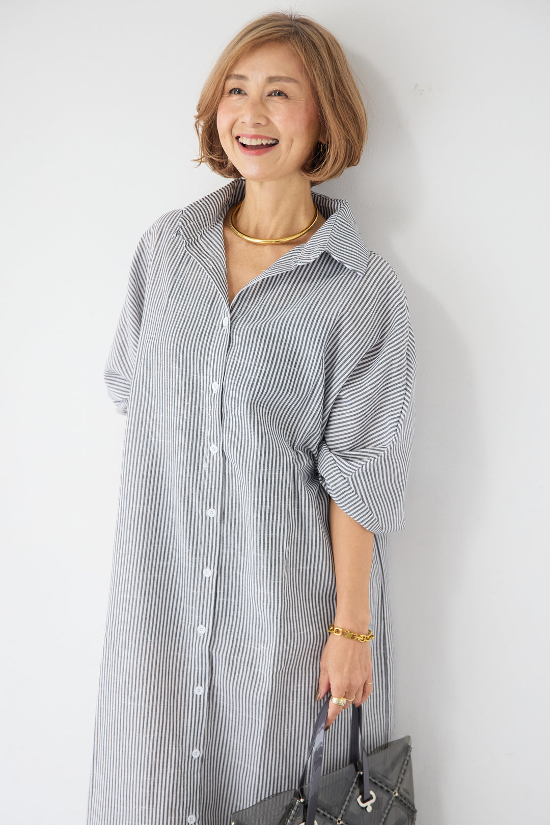 ドルマンスリーブ ロングシャツワンピース