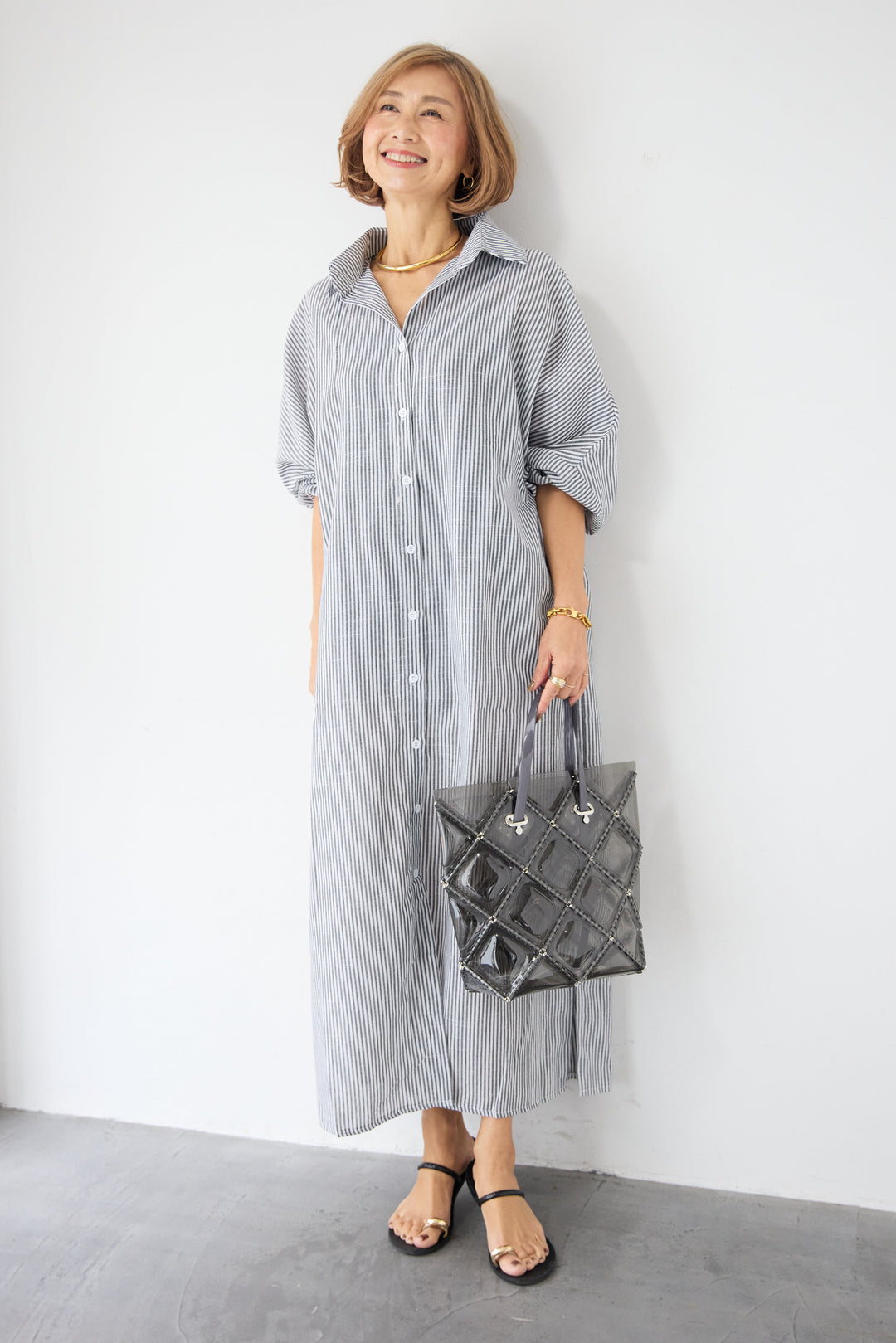 ドルマンスリーブ ロングシャツワンピース