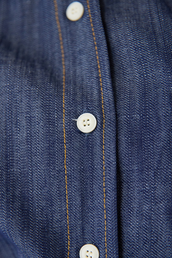 ウエストドロスト デニムシャツワンピース