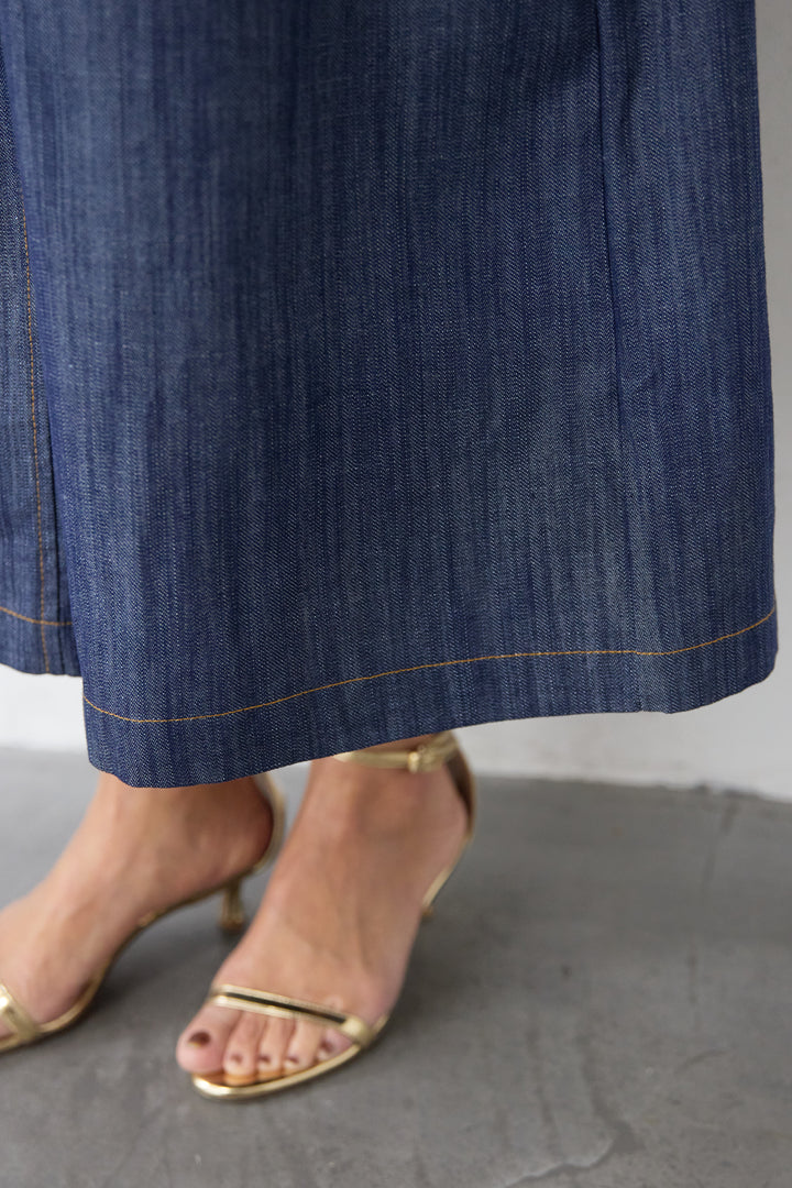 ウエストドロスト デニムシャツワンピース