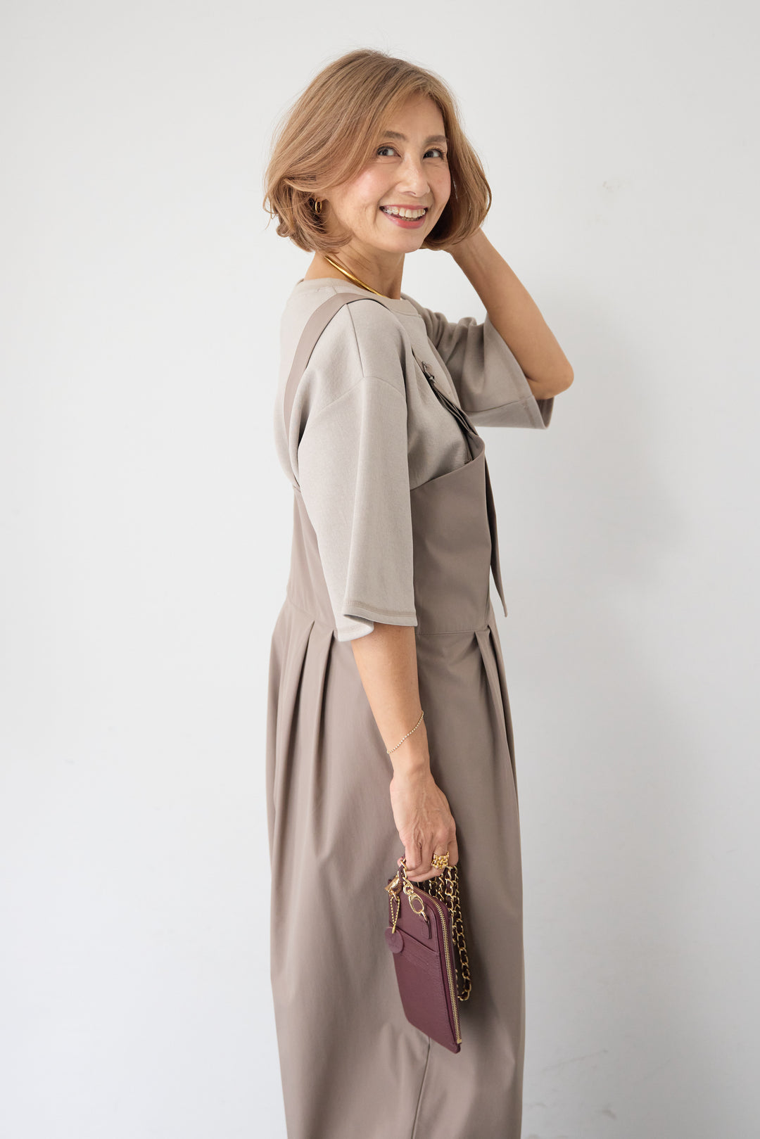 【接触冷感】ベルトサロペットパンツ