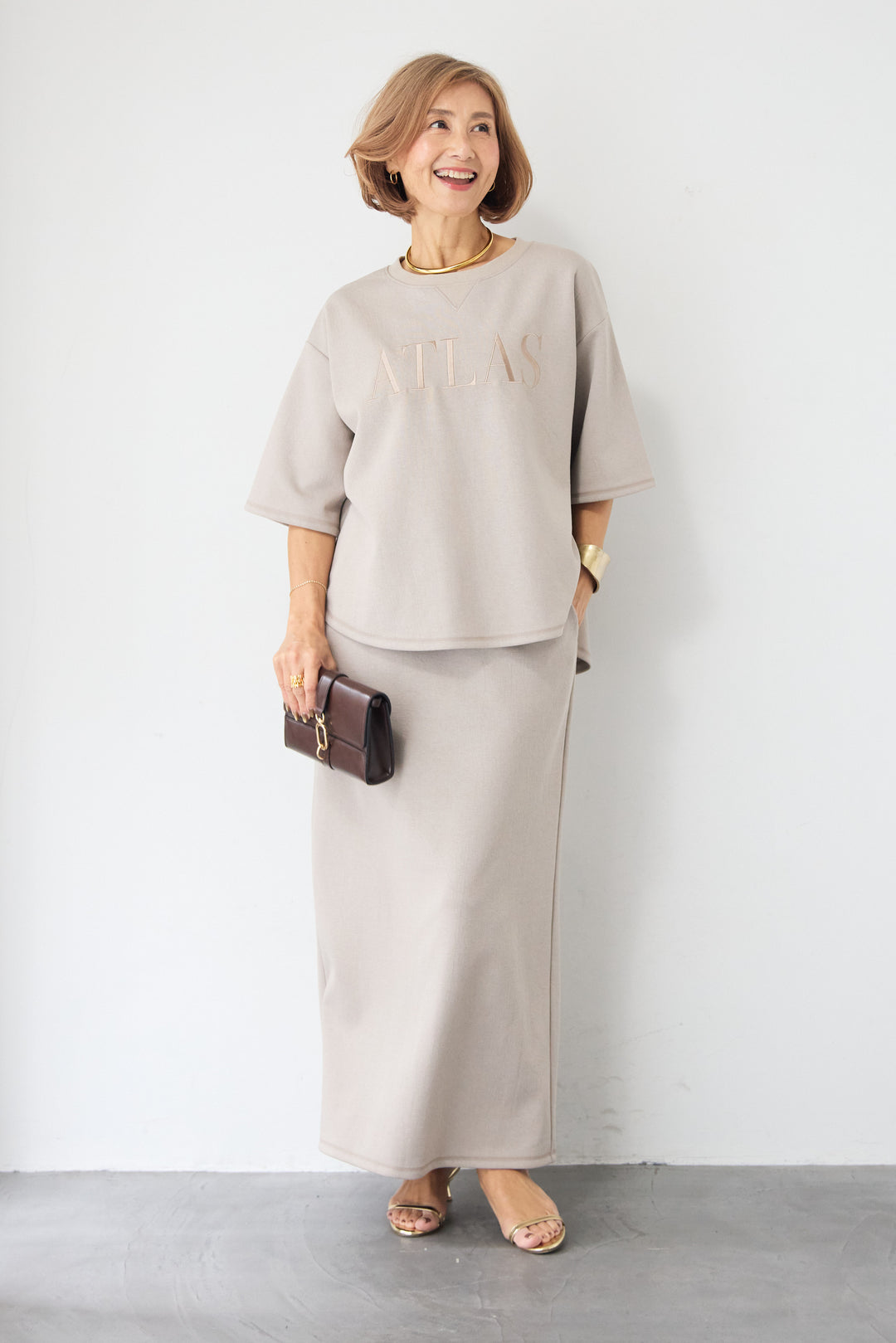 【セットアップ対応】刺繍ロゴ 5分袖スウェットプルオーバー