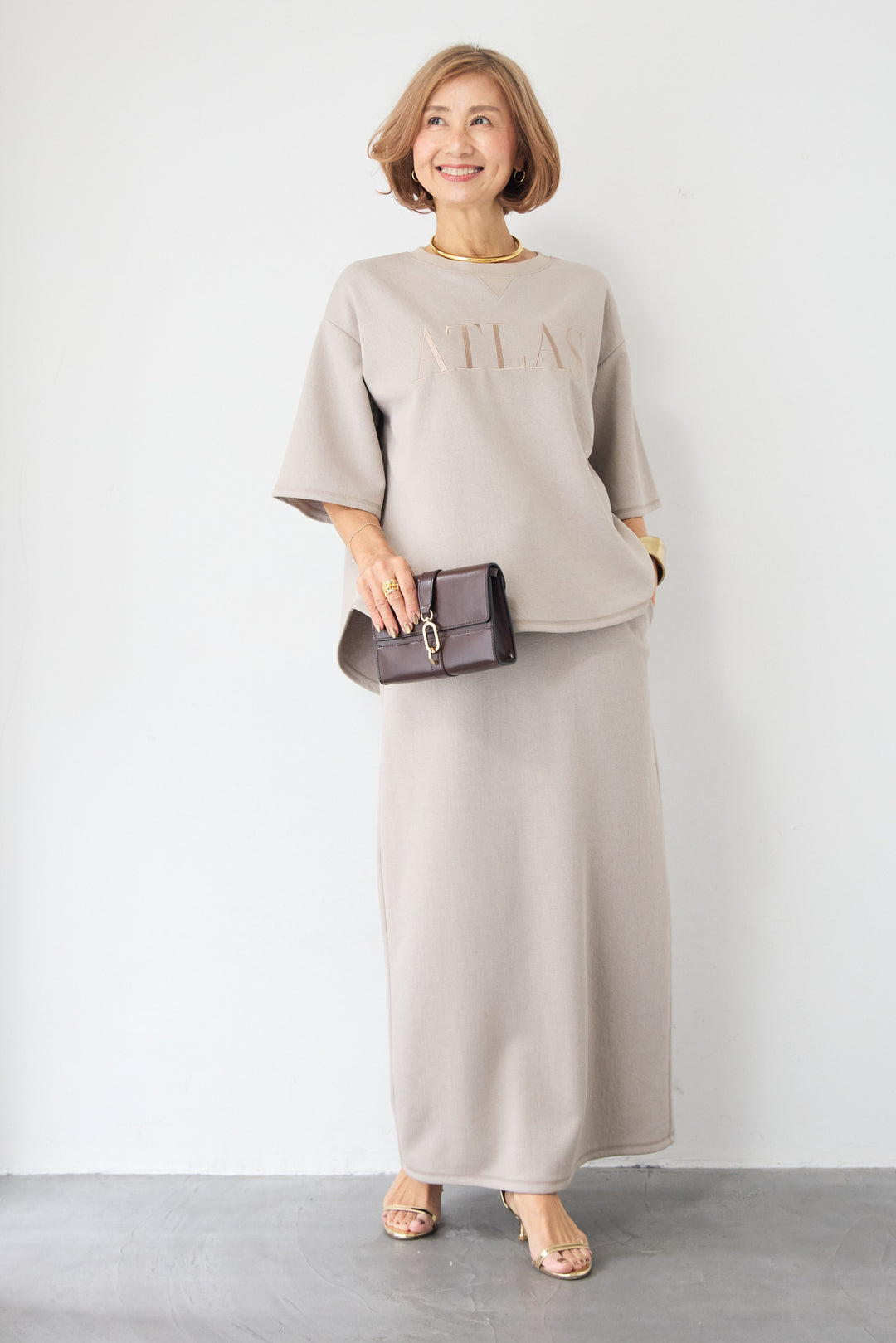 【セットアップ対応】リブウエスト・ロングタイトスカート