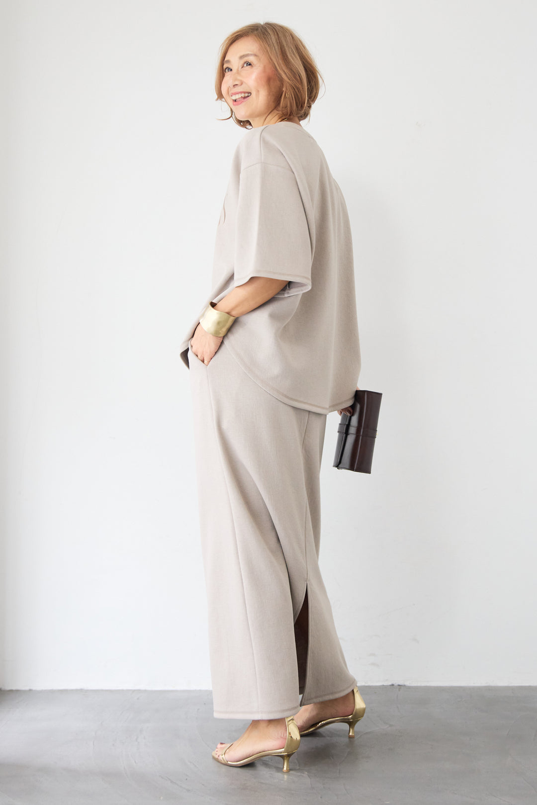 【セットアップ対応】刺繍ロゴ 5分袖スウェットプルオーバー