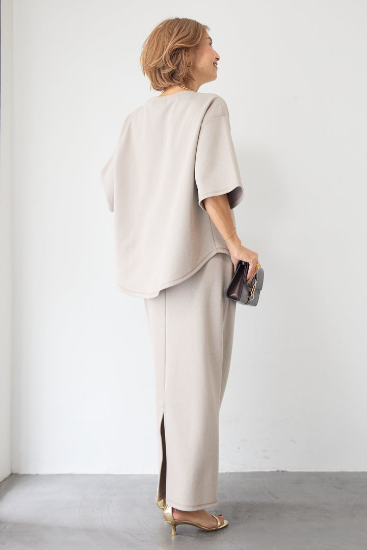 【セットアップ対応】リブウエスト・ロングタイトスカート