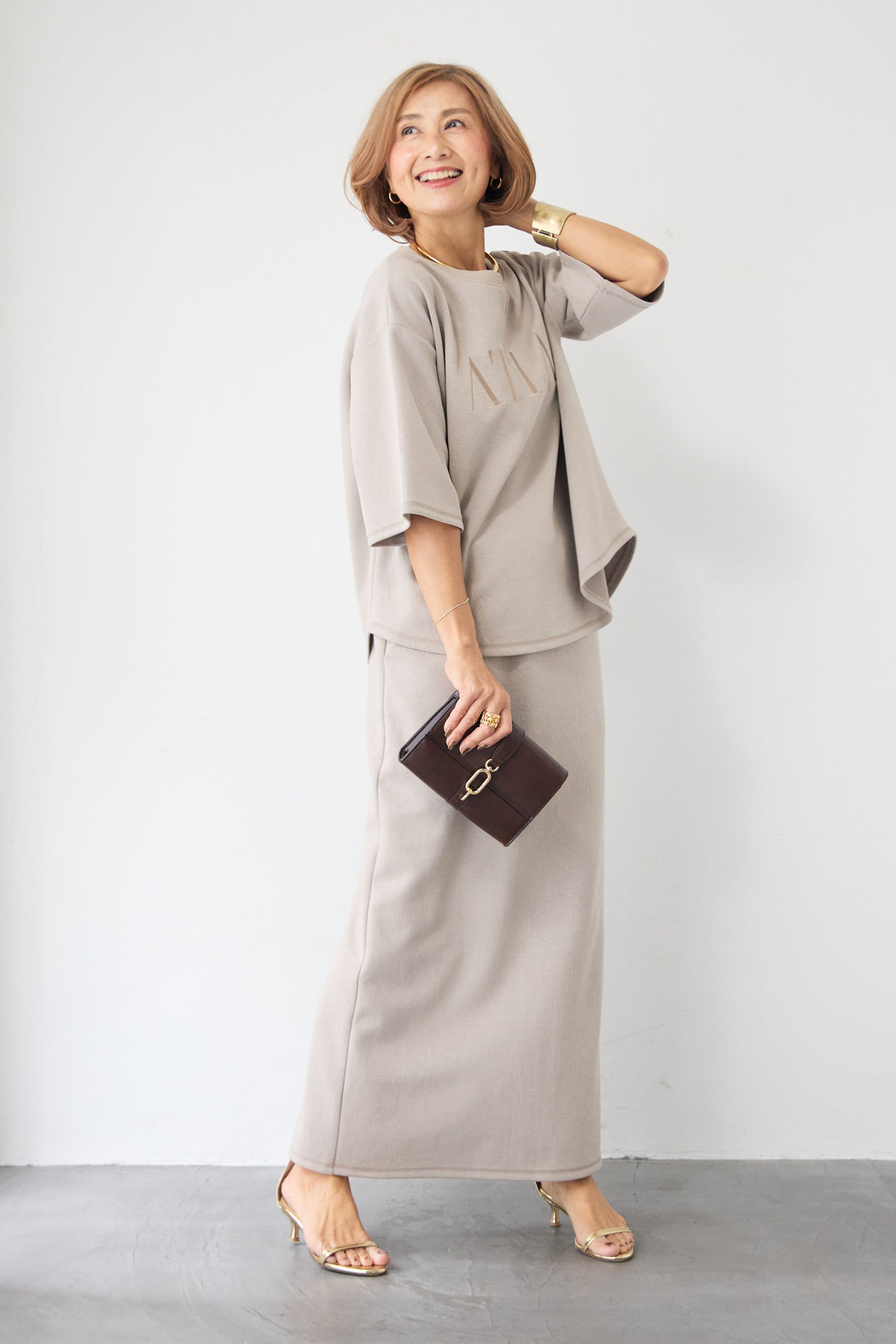 【セットアップ対応】刺繍ロゴ 5分袖スウェットプルオーバー