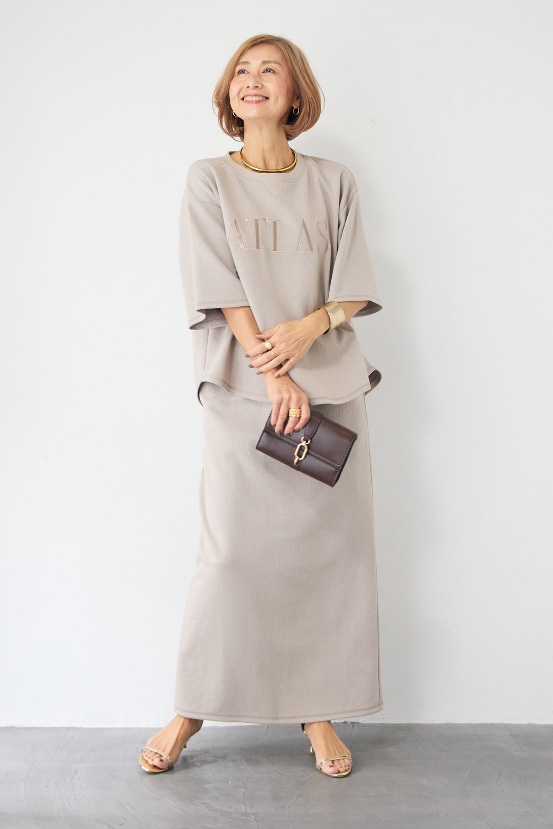 【セットアップ対応】刺繍ロゴ 5分袖スウェットプルオーバー