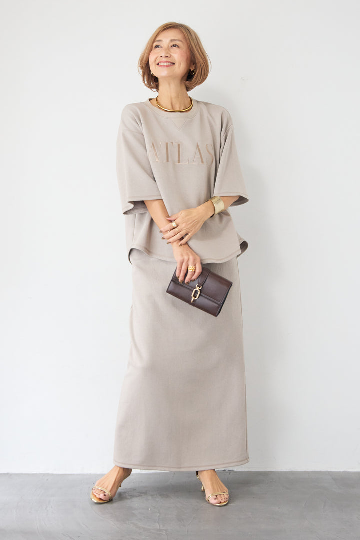 【セットアップ対応】刺繍ロゴ 5分袖スウェットプルオーバー