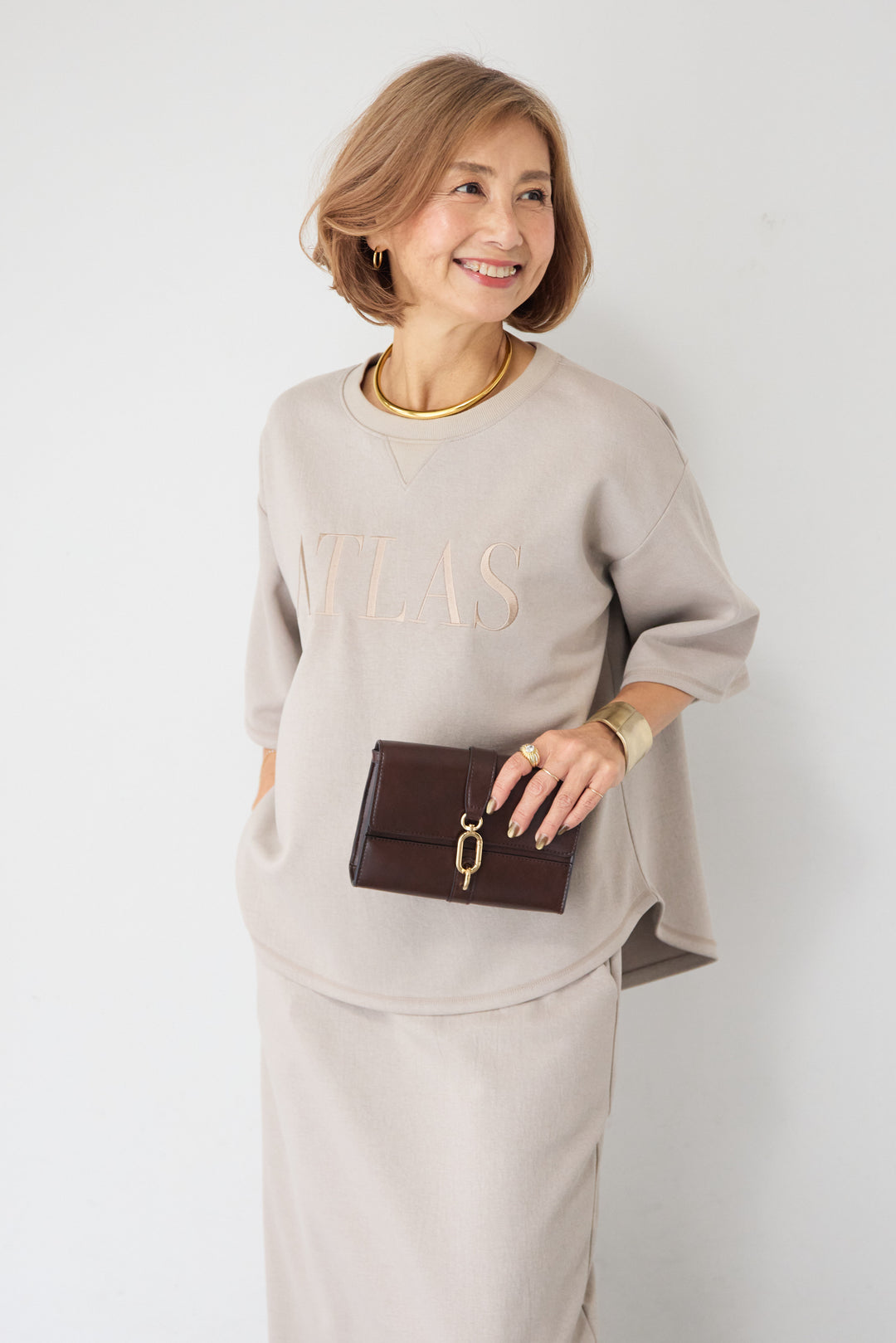 【セットアップ対応】刺繍ロゴ 5分袖スウェットプルオーバー