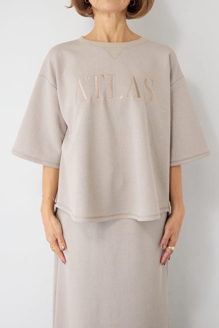 【セットアップ対応】刺繍ロゴ 5分袖スウェットプルオーバー