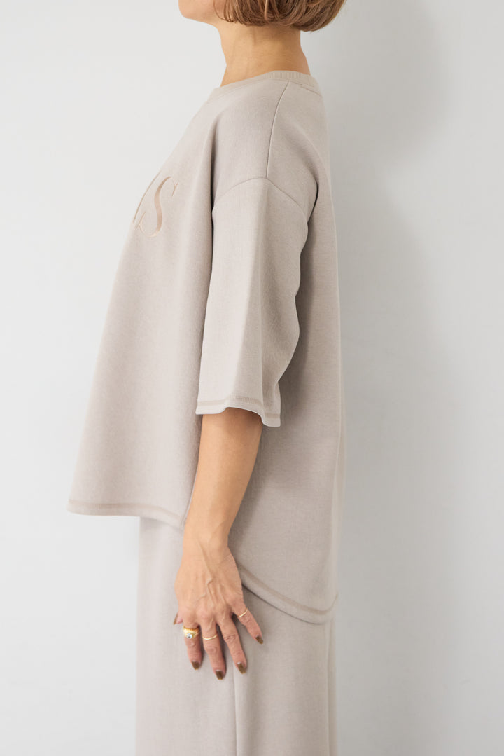 【セットアップ対応】刺繍ロゴ 5分袖スウェットプルオーバー