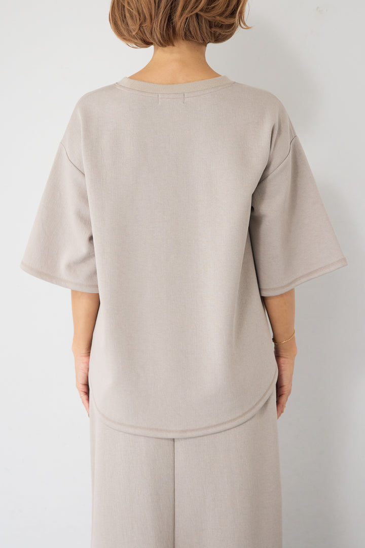 【セットアップ対応】刺繍ロゴ 5分袖スウェットプルオーバー