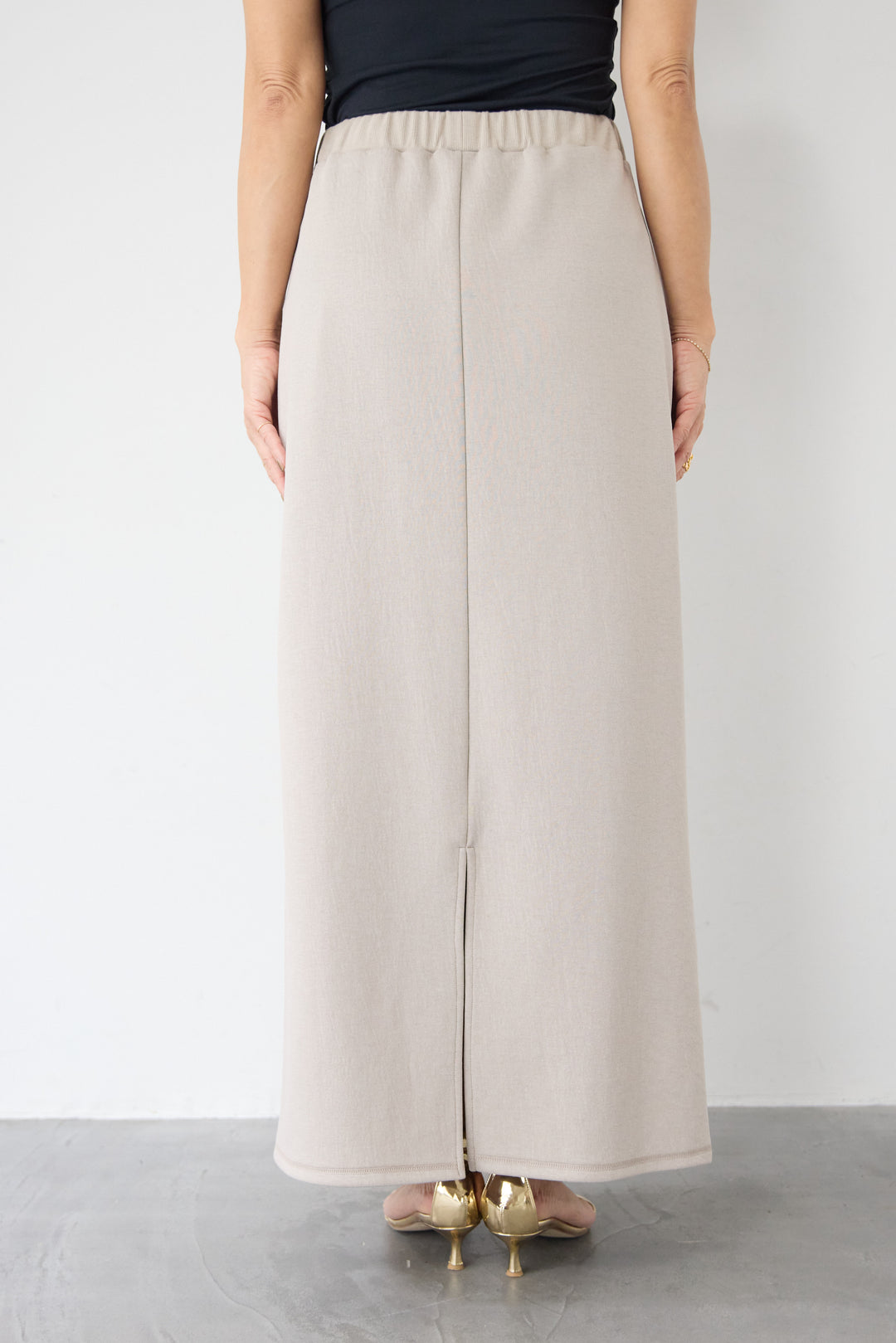 【セットアップ対応】リブウエスト・ロングタイトスカート