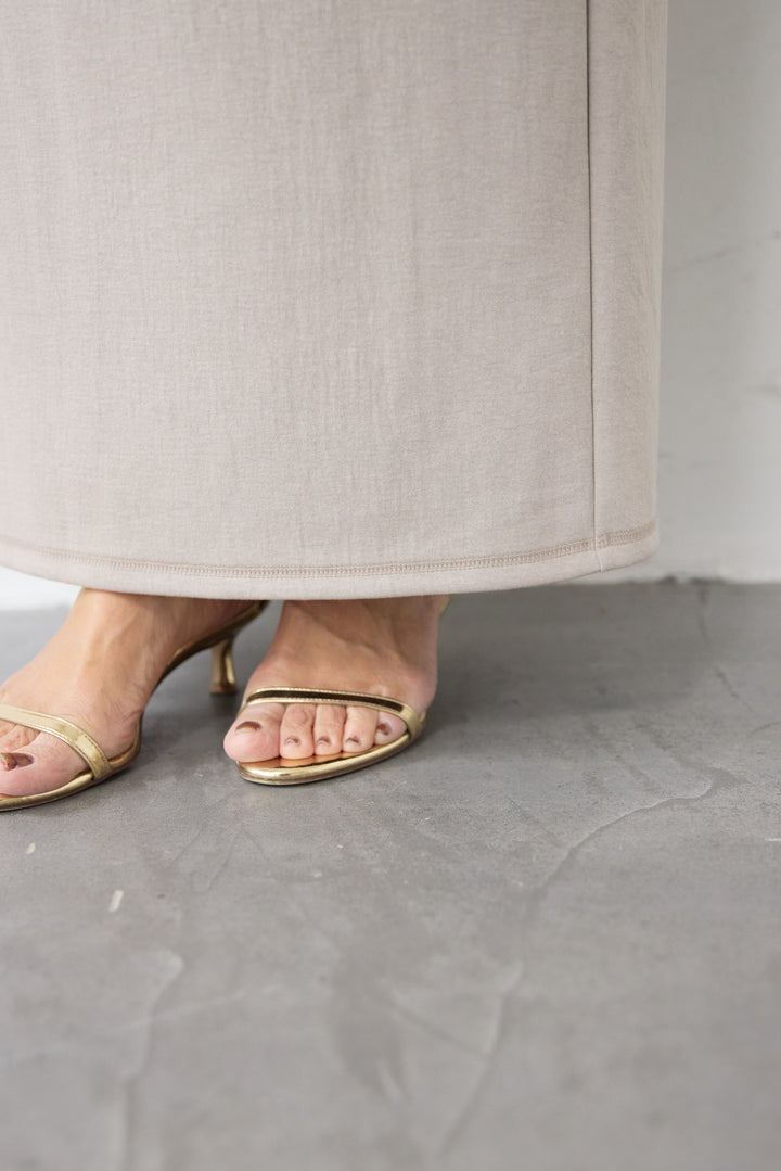 【セットアップ対応】リブウエスト・ロングタイトスカート