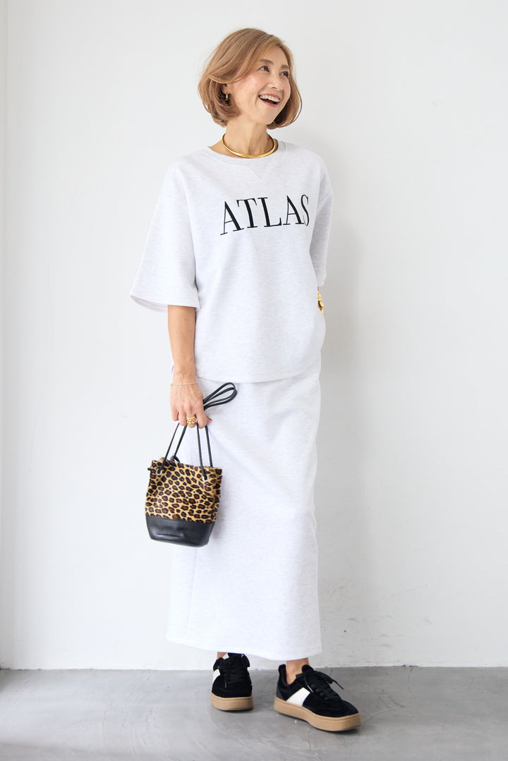 【セットアップ対応】刺繍ロゴ 5分袖スウェットプルオーバー