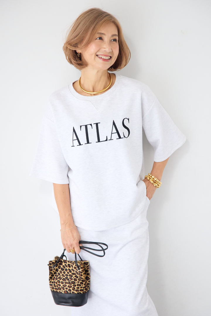 【セットアップ対応】刺繍ロゴ 5分袖スウェットプルオーバー