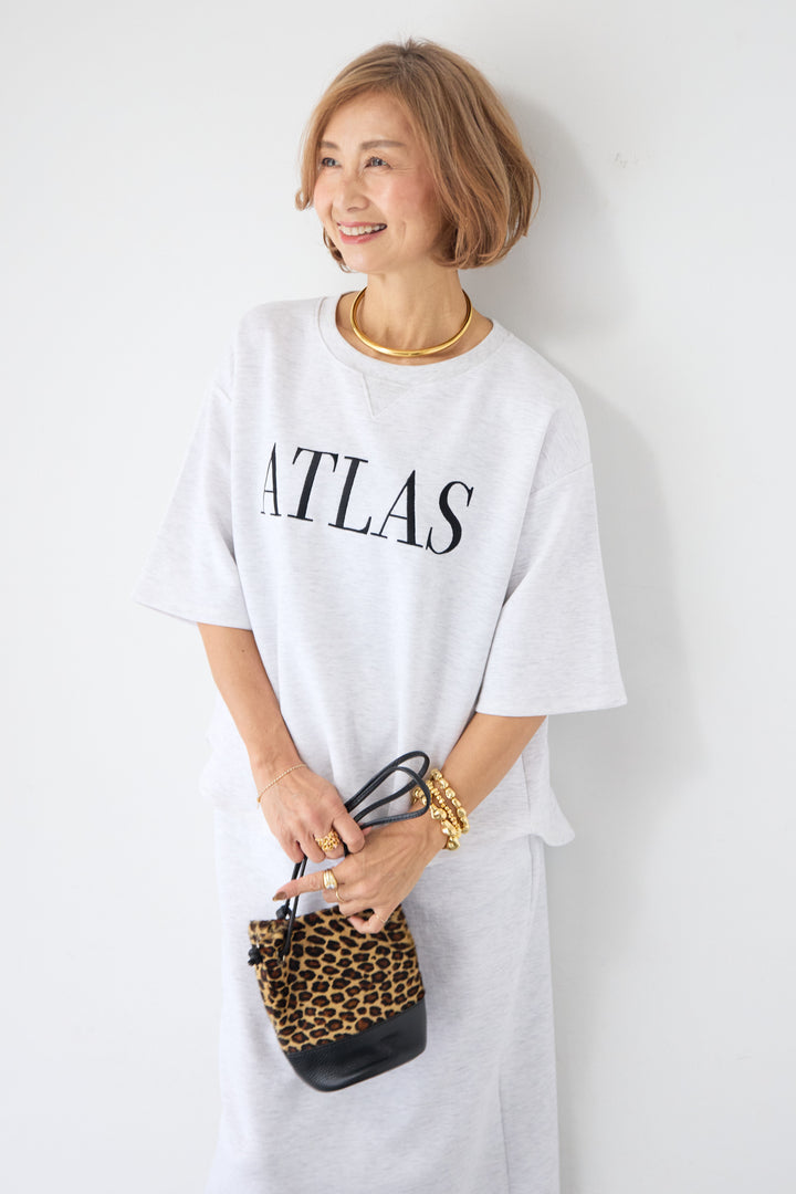 【セットアップ対応】刺繍ロゴ 5分袖スウェットプルオーバー