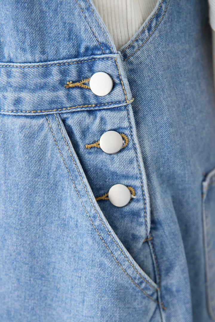 マキシ丈デニムサロペットスカート