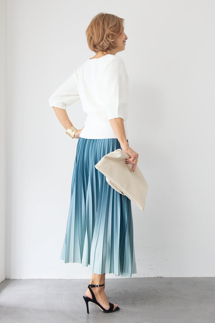 5分袖 Vネック リブプルオーバー