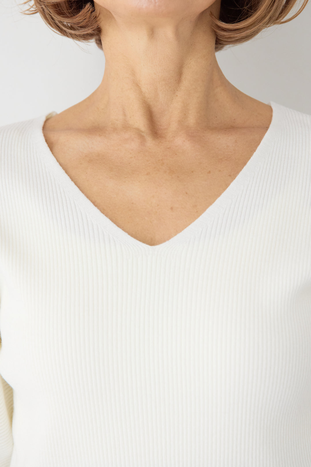 5分袖 Vネック リブプルオーバー