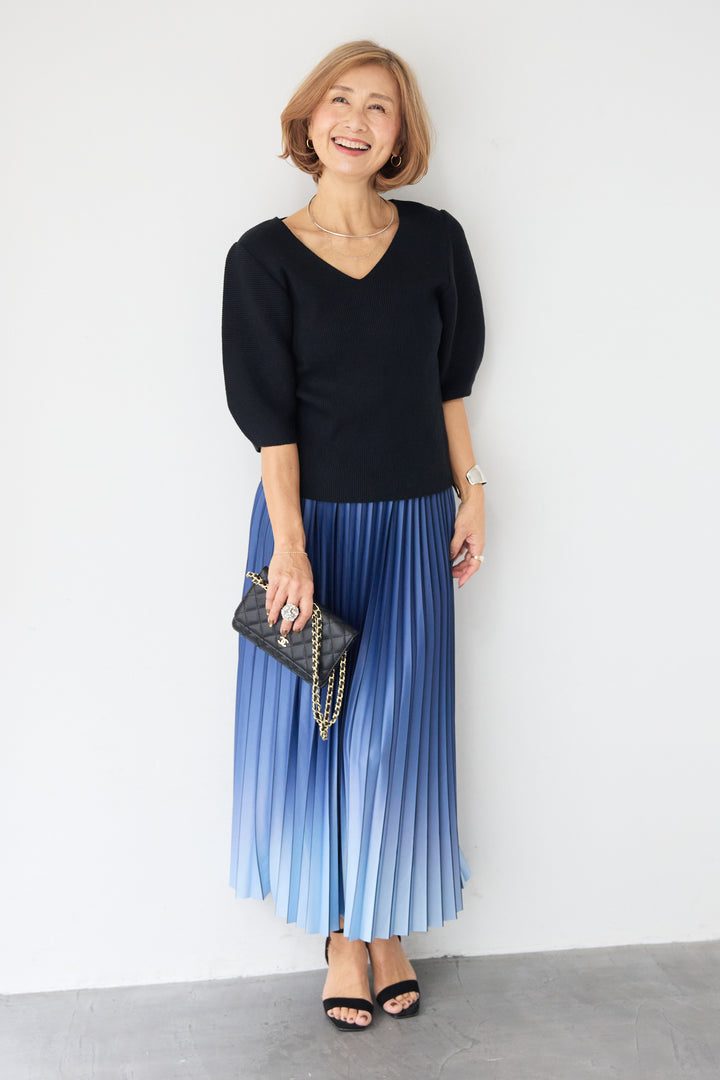 グラデーションロングプリーツスカート