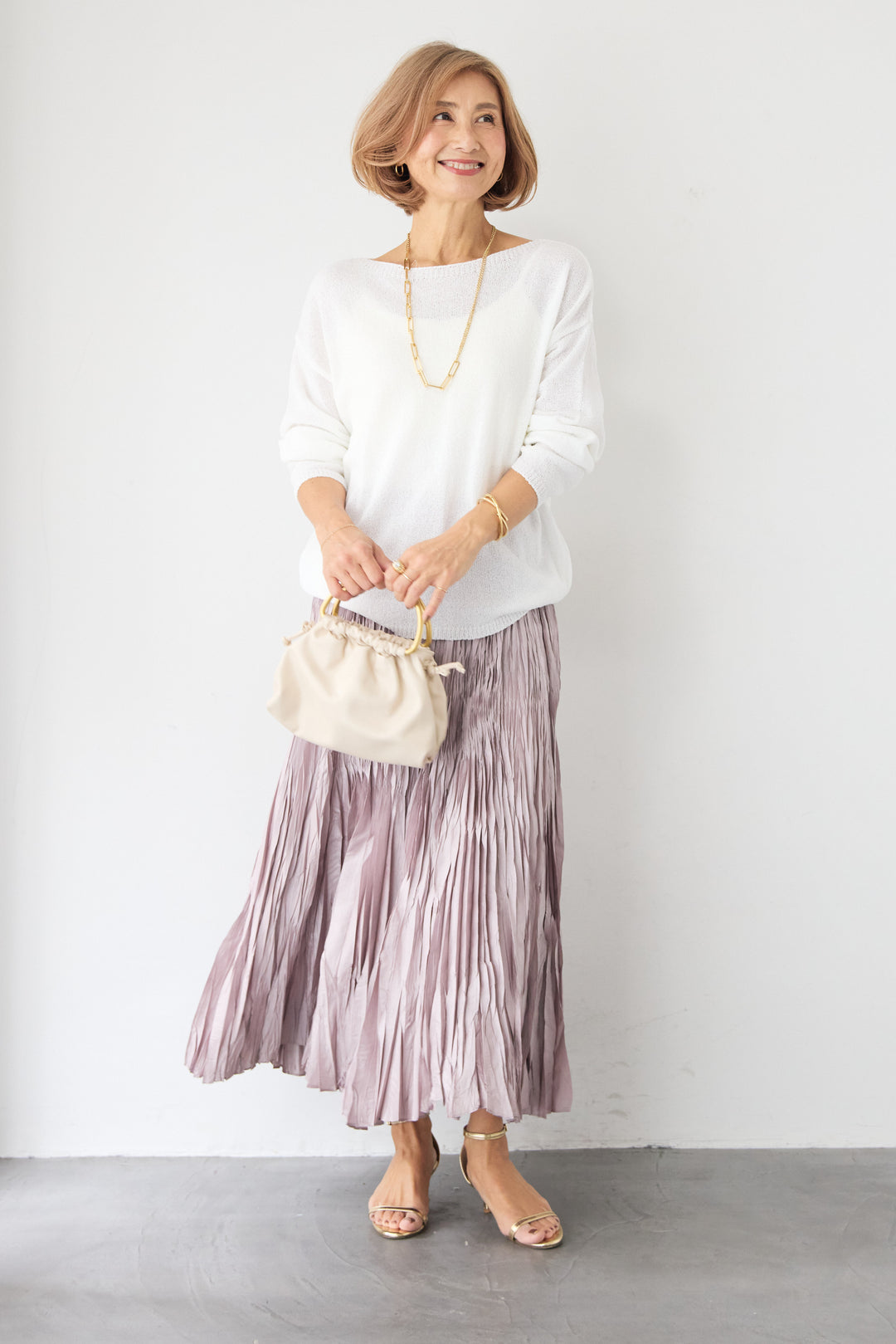 ボートネック シアーニット プルオーバー