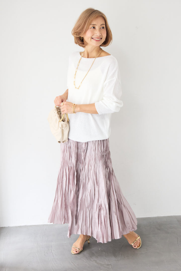 ボートネック シアーニット プルオーバー