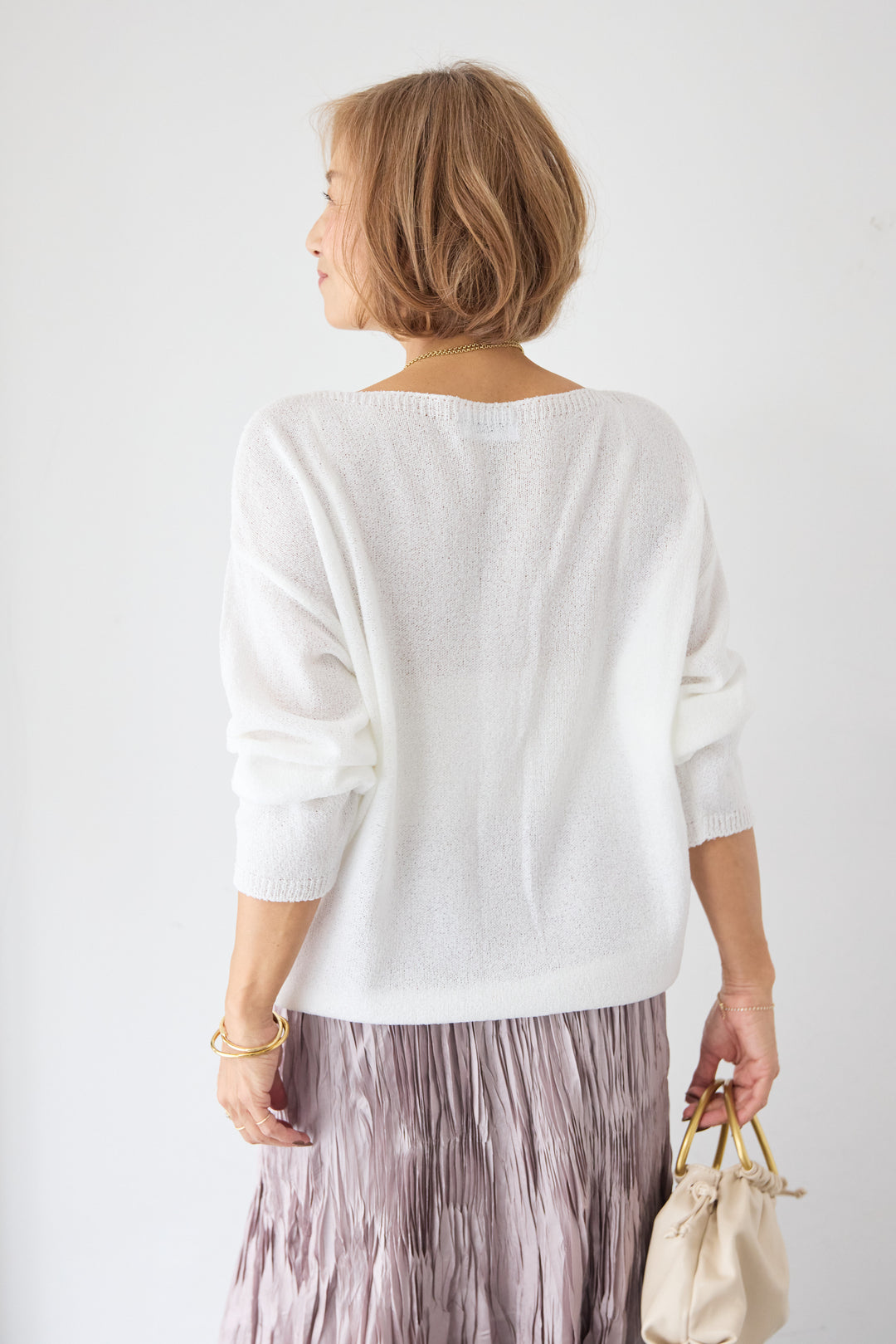 ボートネック シアーニット プルオーバー