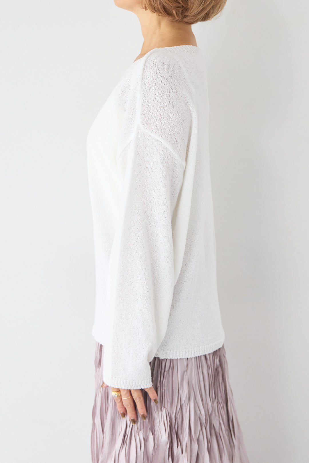 ボートネック シアーニット プルオーバー