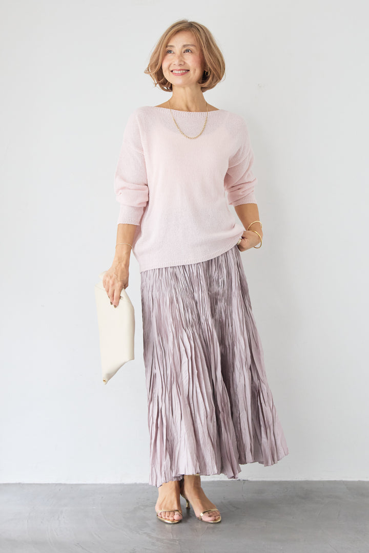 ボートネック シアーニット プルオーバー