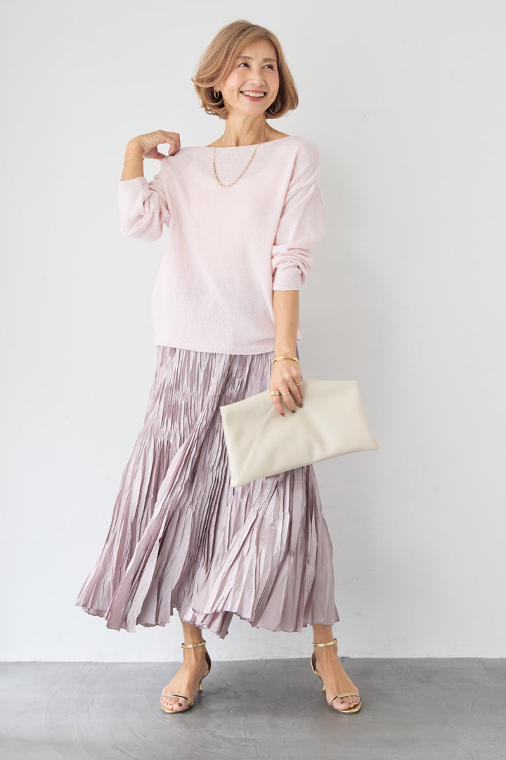 ボートネック シアーニット プルオーバー