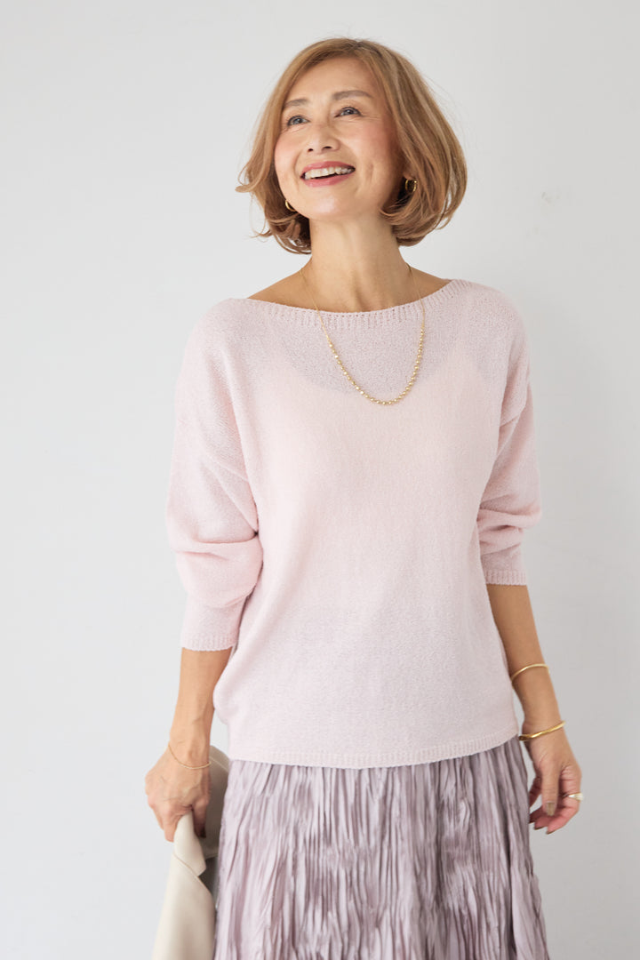 ボートネック シアーニット プルオーバー