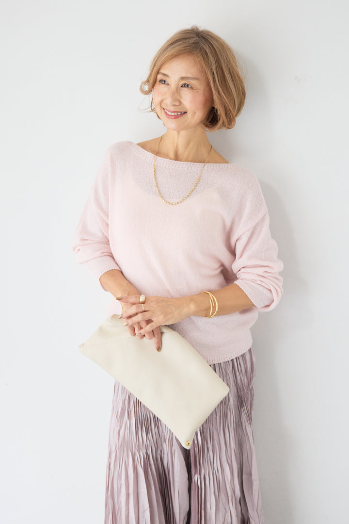 ボートネック シアーニット プルオーバー