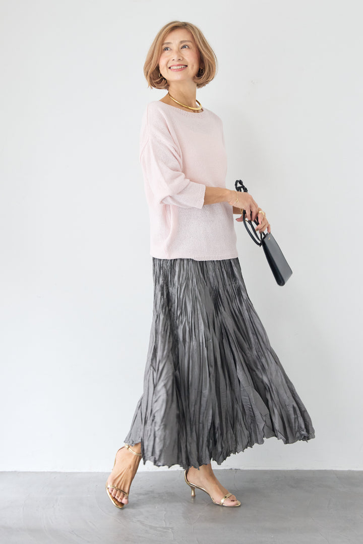 ボートネック シアーニット プルオーバー