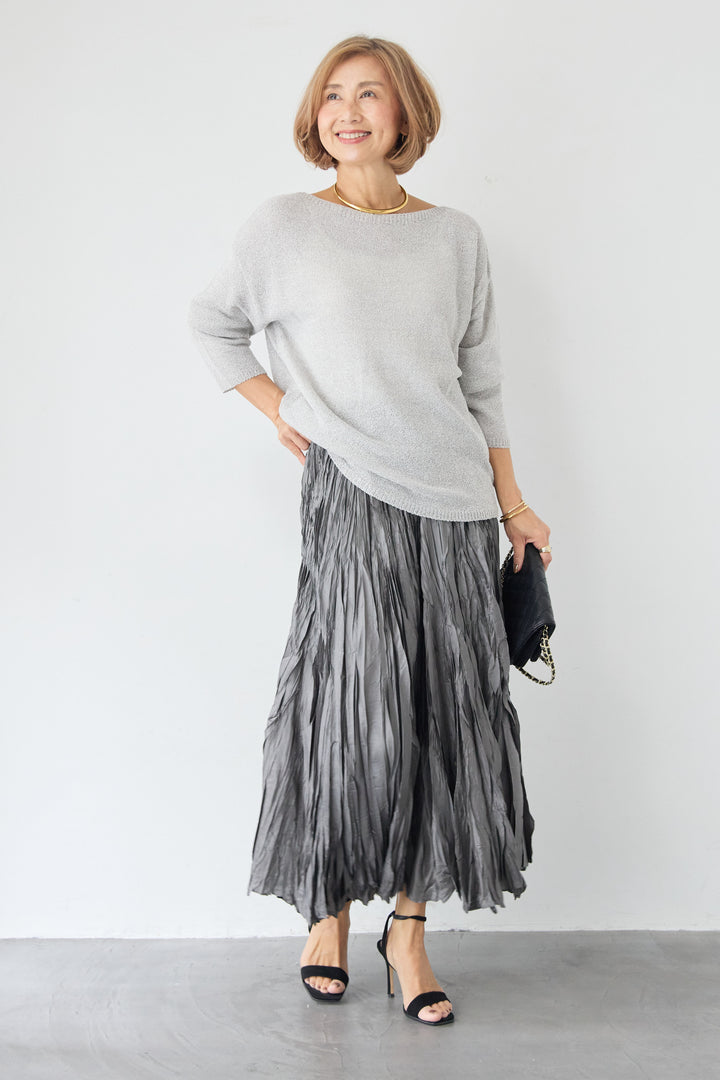 ボートネック シアーニット プルオーバー