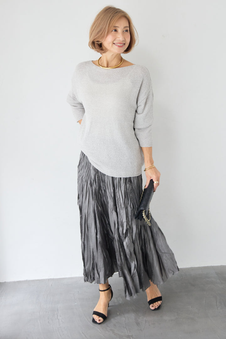 ボートネック シアーニット プルオーバー