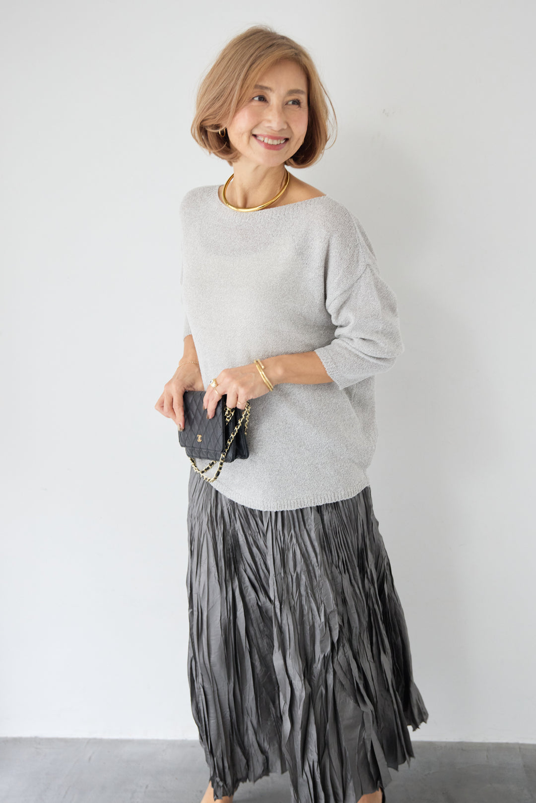 ボートネック シアーニット プルオーバー