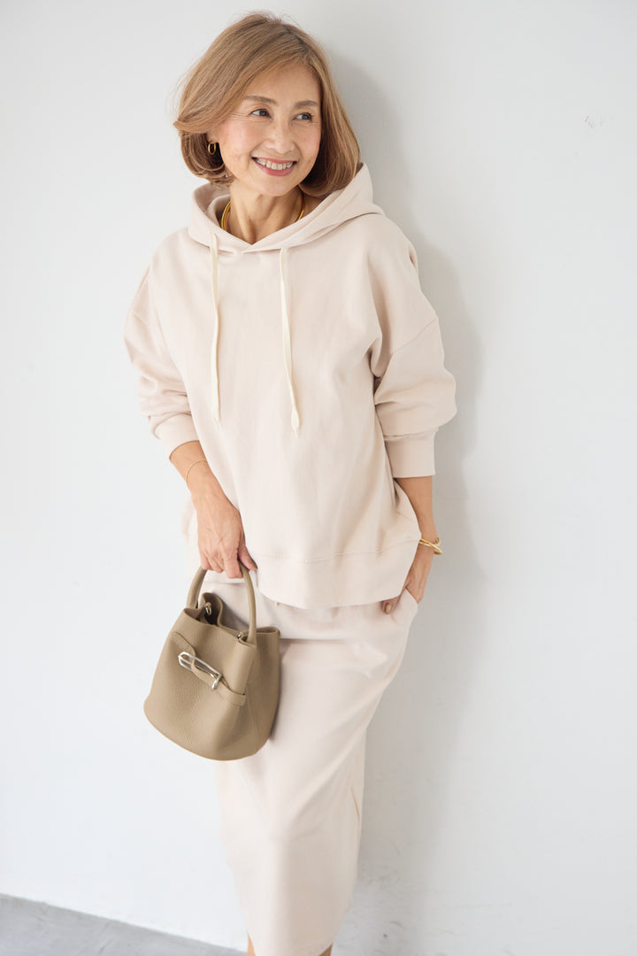 [SET]フーディパーカー＆タイトスカート セットアップ+シルキーエリュール レースキャミソール(2set)