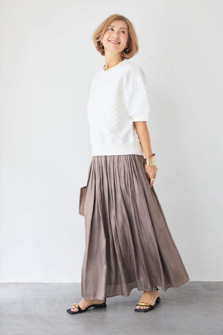 カットジャガード 5分袖 プルオーバー