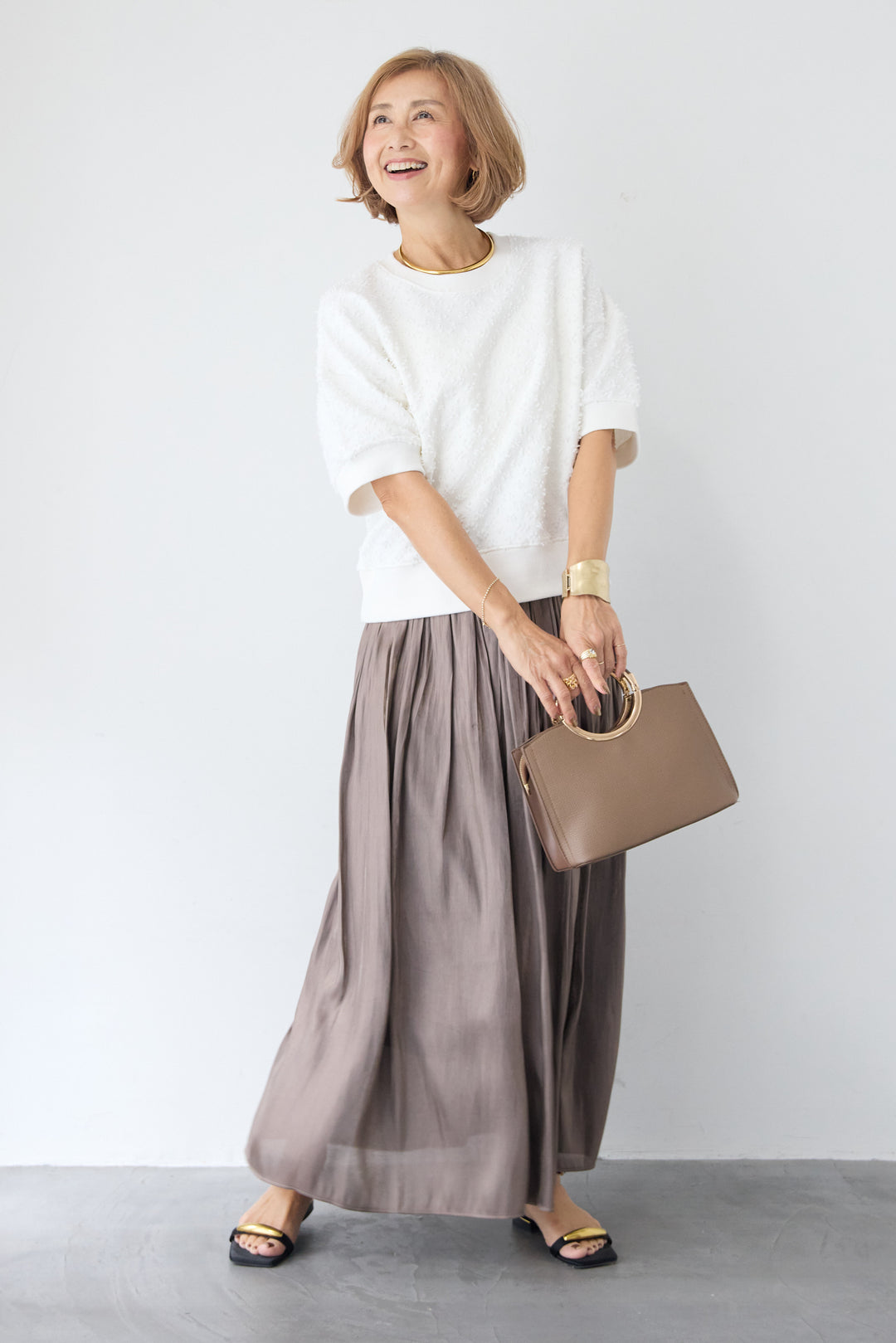 カットジャガード 5分袖 プルオーバー