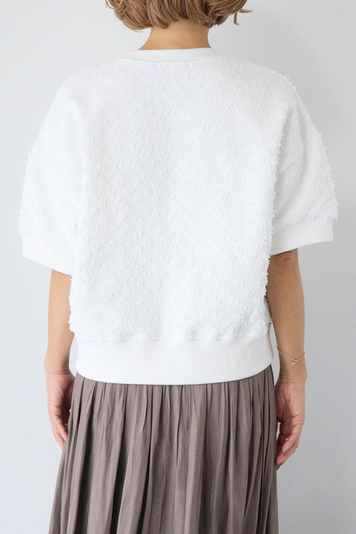 カットジャガード 5分袖 プルオーバー